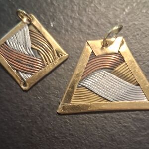 Elegant Gold and Silver Geometric Pendant Set